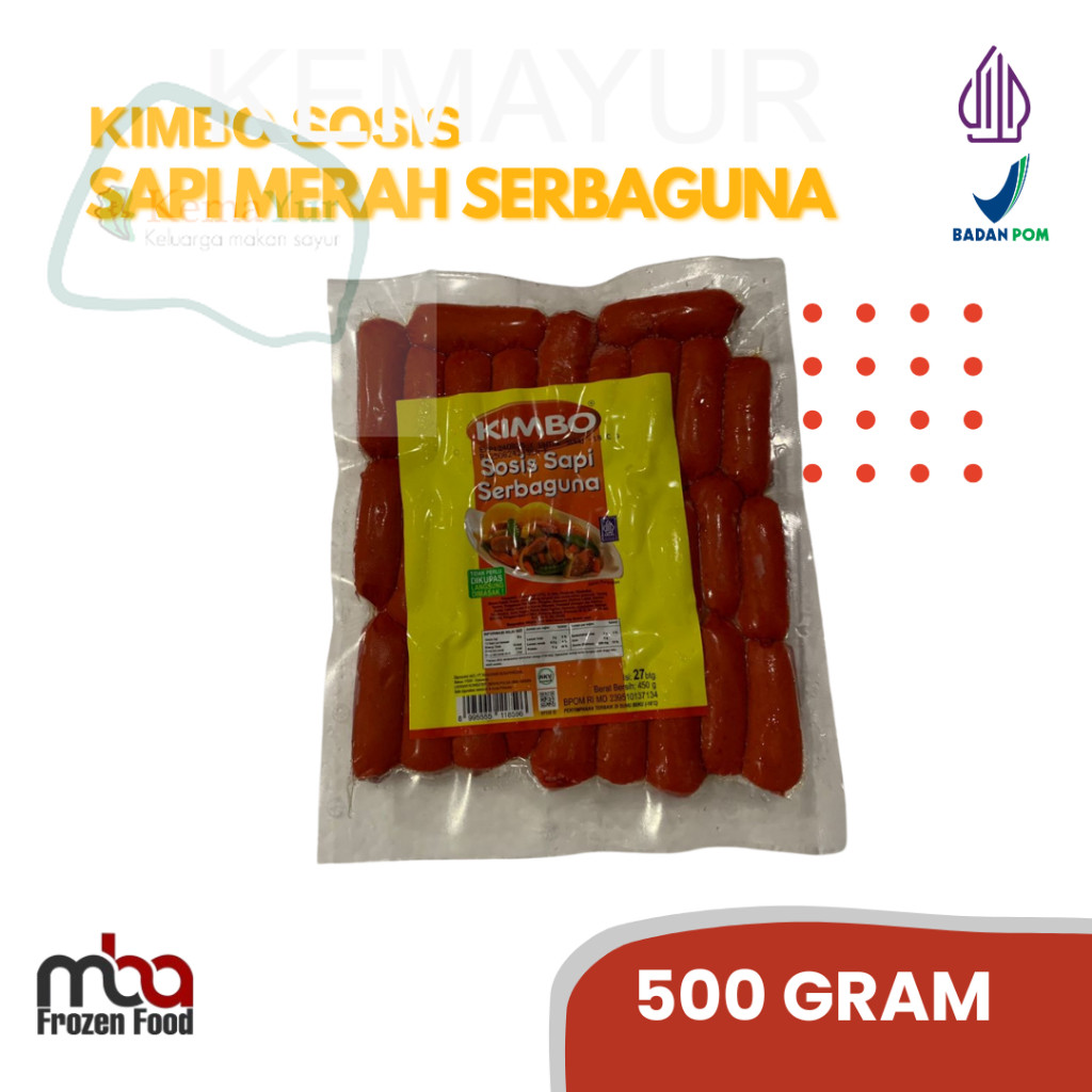 Kimbo Sosis Sapi Cocktail Serbaguna (27pcs) 450 Gram /Sosis /Ayam /Sapi /Frozenfood /Camilan /Snack 