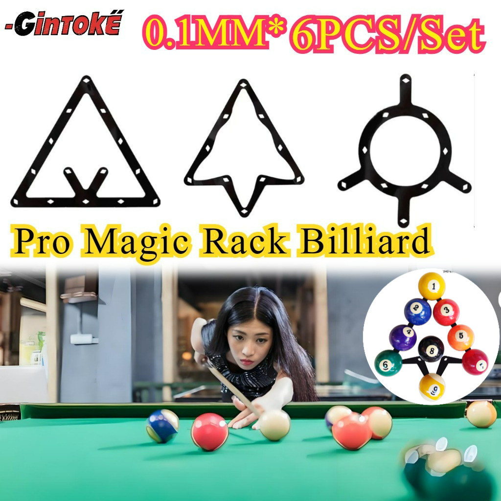 1SET/6PCS 8/9Ball Rak Bola Billiard Segitiga/ Bola Billiard Bulat Magic Ball Rack/ 9 Magic Billiard 