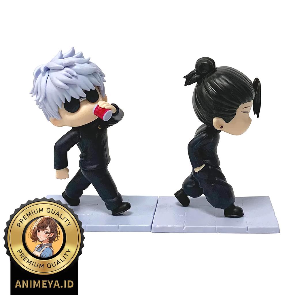 Action Figure Statue Jujutsu Kaisen Gojo Geto Walk Chibi Satu Set Studio Recast Koleksi Patung Anime