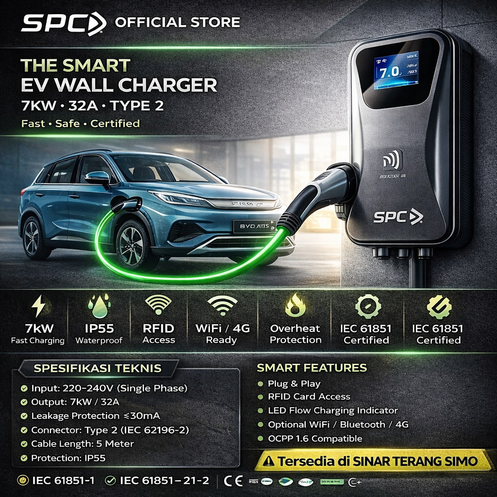 NEW INTEGRATED PLN OCPP Wall EV CAR WALL CHARGER 7KW Charger Mobil Listrik EV Car di Rumah Swipe Car
