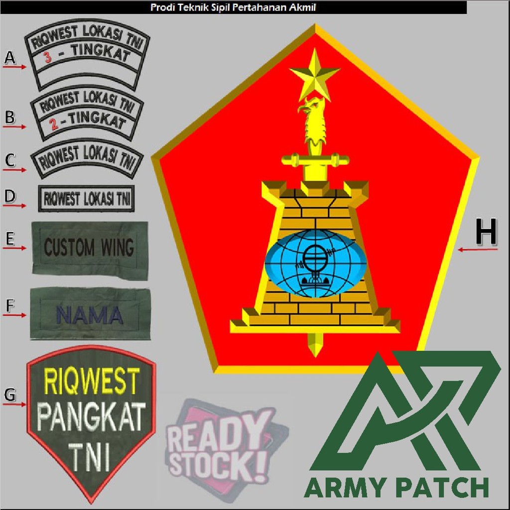 AP-41 Prodi Teknik Sipil Pertahanan Akmil ARMY PATCH BORDIR KOMPUTER LOGO MILITER TNI AD LOKASI