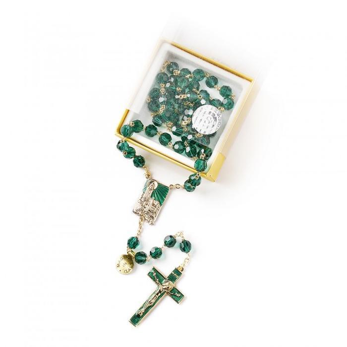 Rosario Kristal Special Plated Aksesoris Fashion Rohani Kalung Salib - Hijau