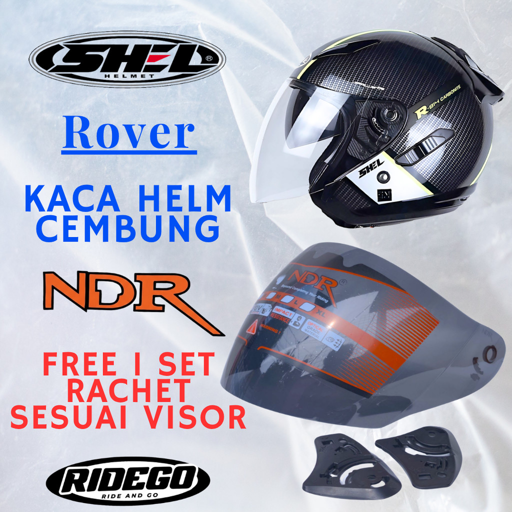 Kaca Helm SHELL ROVER R-814 Visor Helmet CEMBUNG venom open ganteng NDR iridium free rachet murah
