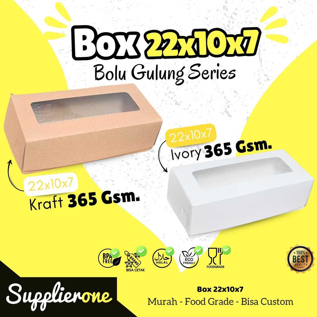 Dus 22x10x7 Jendela / Dus Bolu Gulung 22x10x7 / Dus Brownies Box 22x10 / Box Brownies Jendela Kemasa