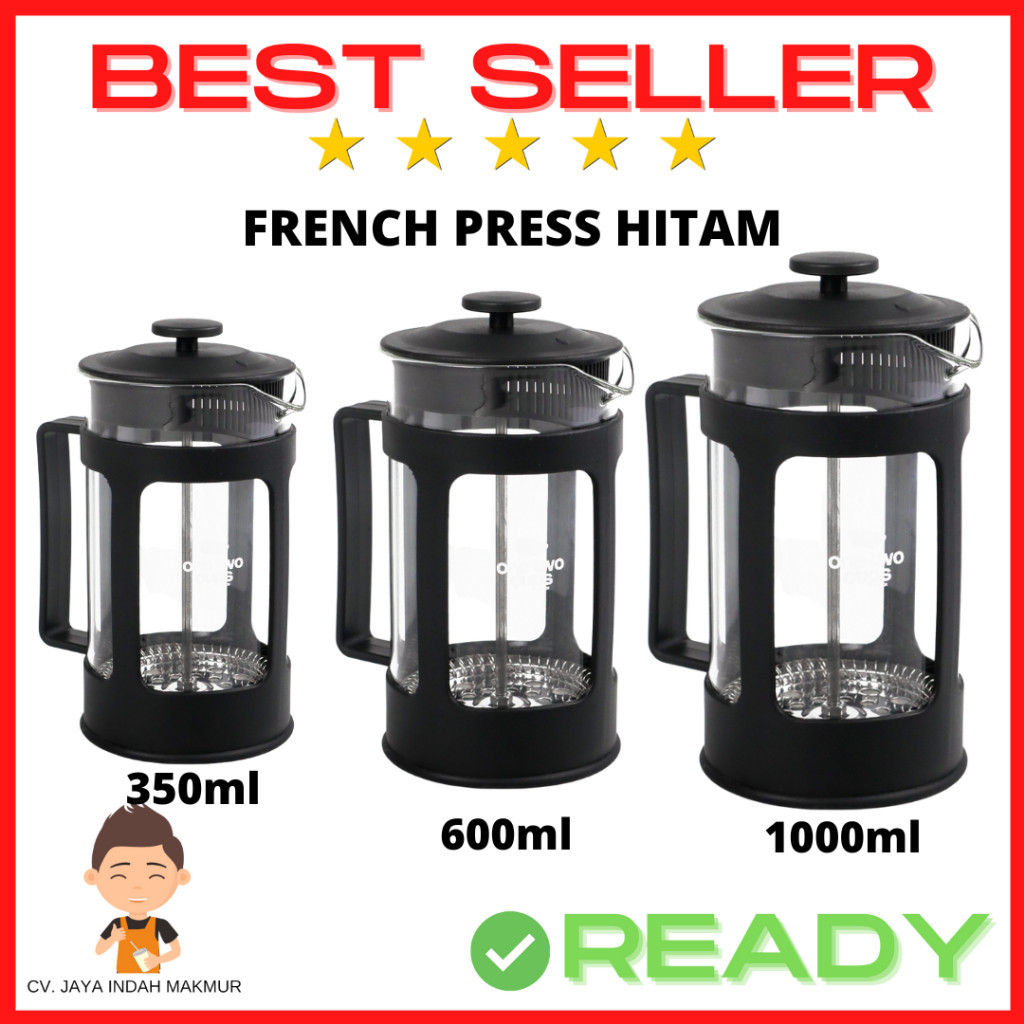 BI  French Press Coffee Coffee Press and Tea Plunger Press Kopi Hitam 350ml dan 600ml 1000ml 1L Milk