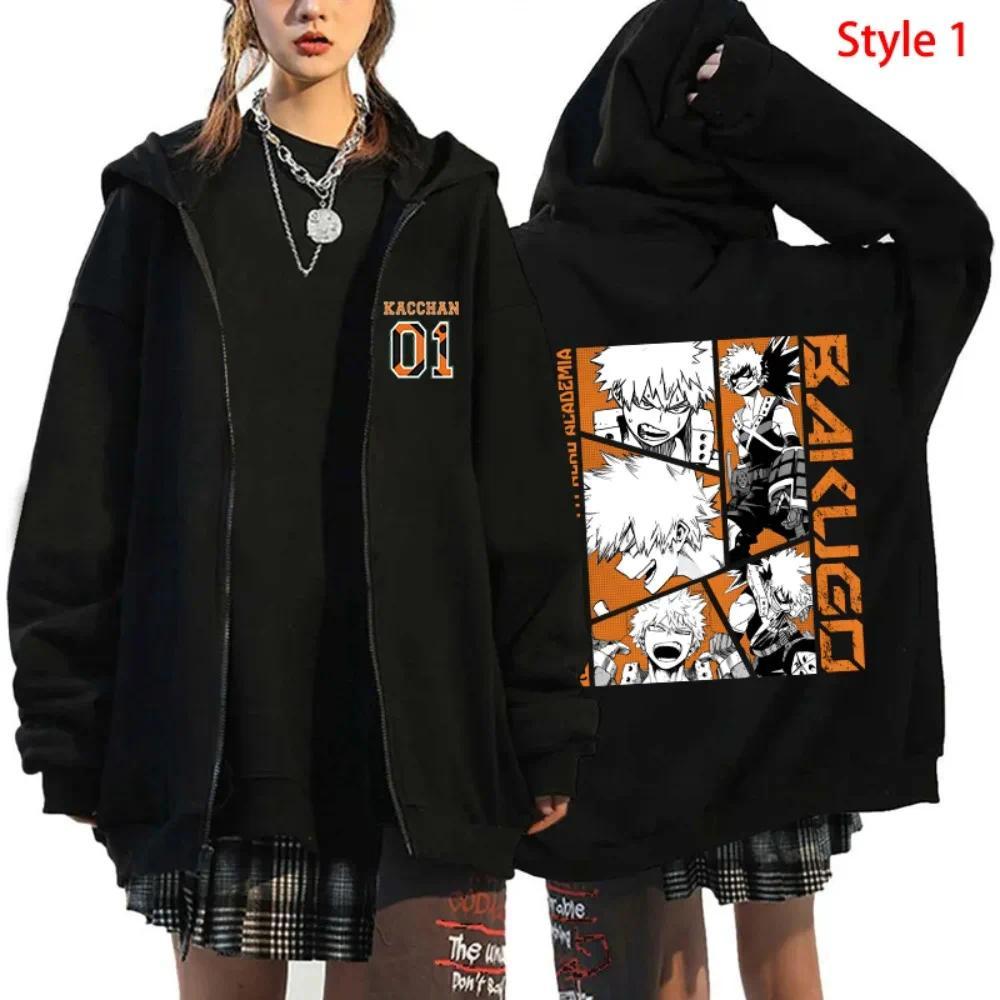 Jaket Anime Deku Bakugou Katsuki Todoroki Shoto Print Zipper