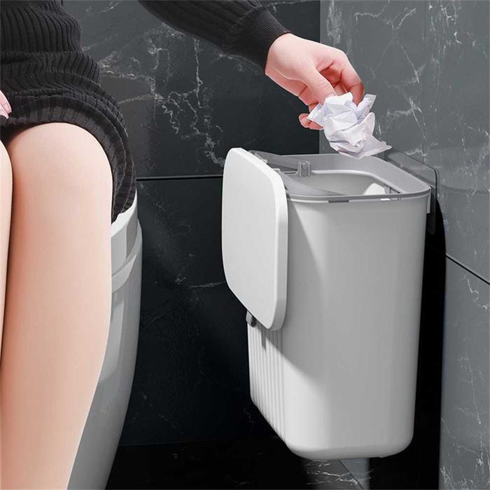 Tempat Sampah Kamar Mandi Gantung Dapur Wastafel Minimalis Tempel - Gray