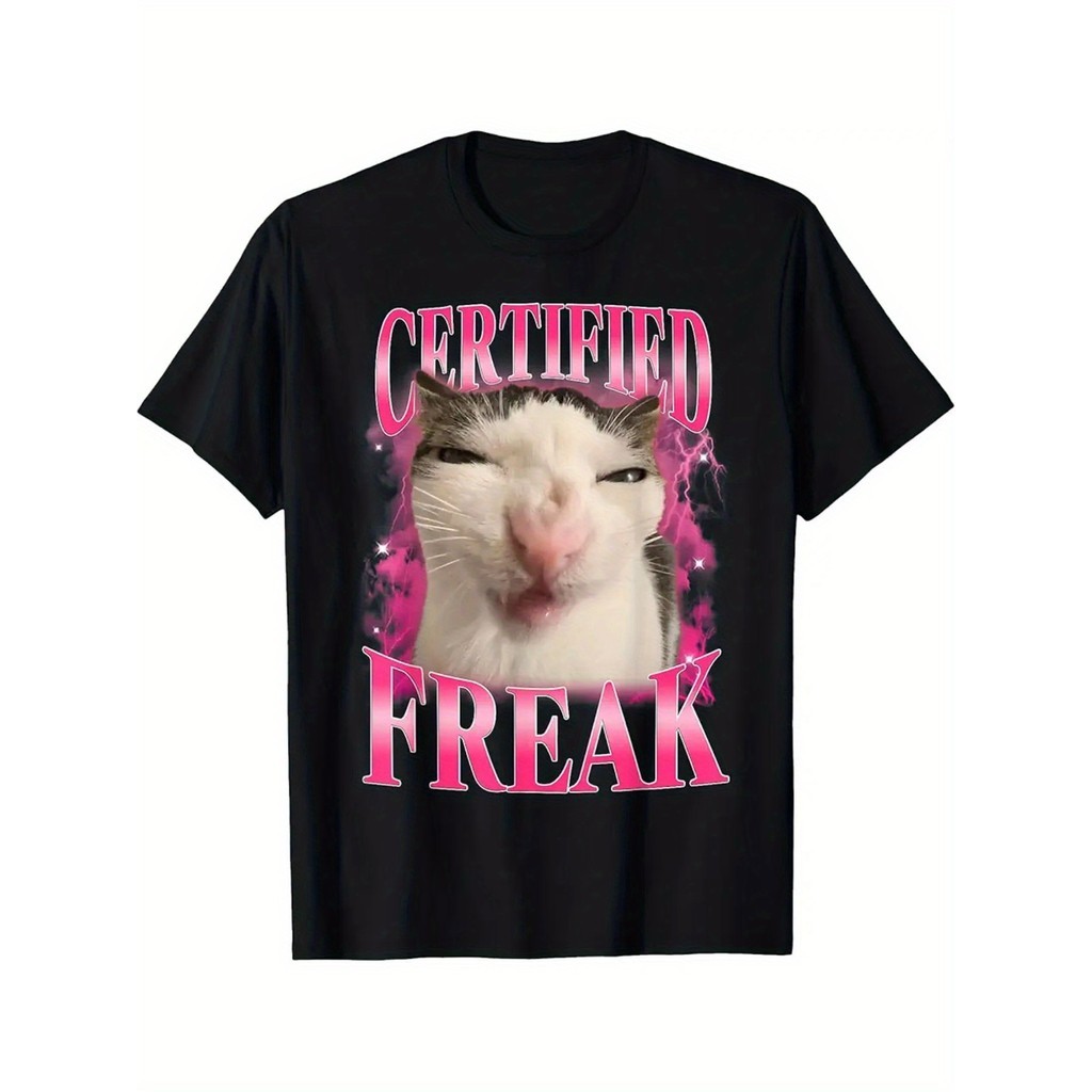 Certified Freak Eat Cement Cursed Cat Funny Cat Meme Humor T-shirt