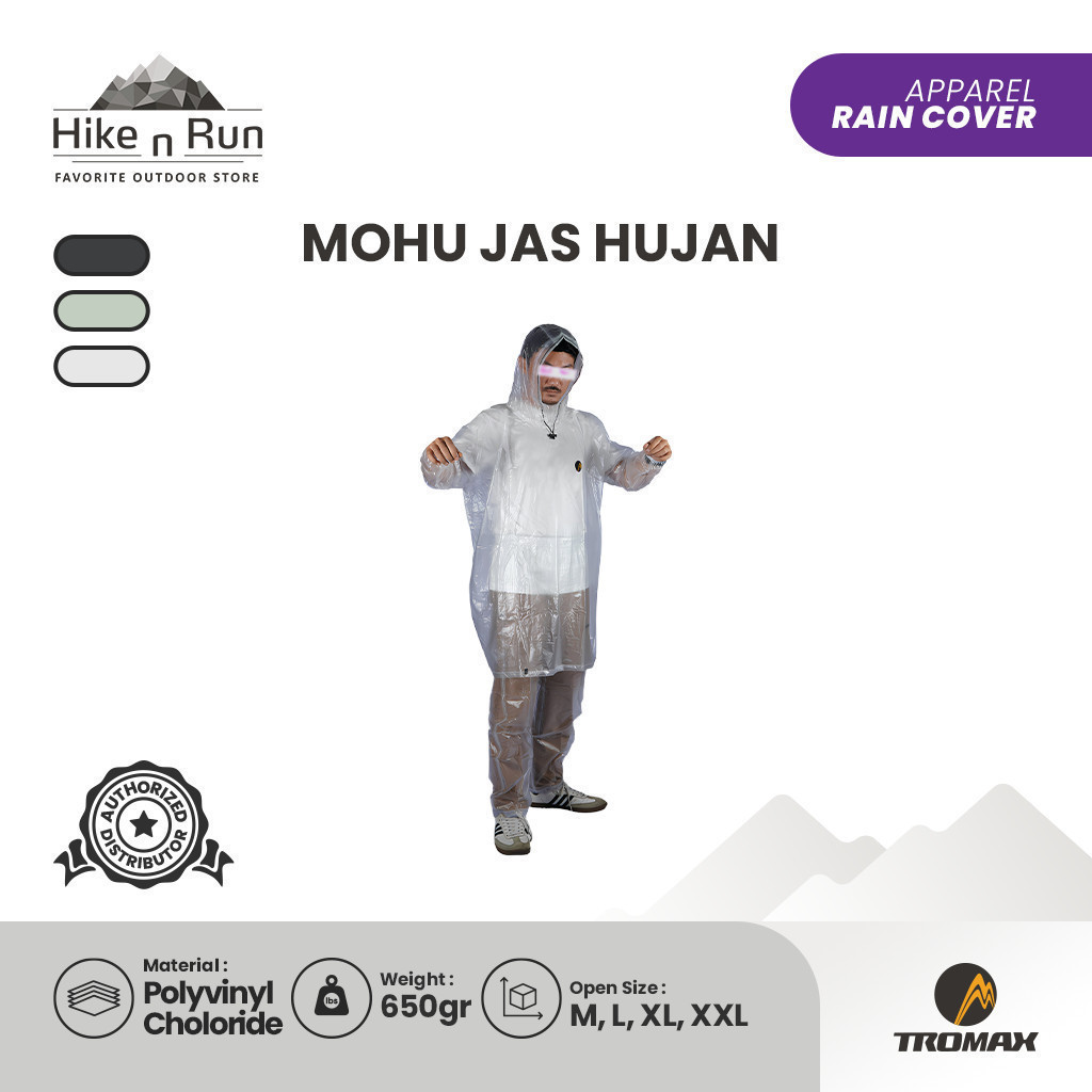Jas Hujan Motor Dewasa Pria Wanita Tromax Mohu Raincoat Outdoor Setelan Mantel Anti Hujan Unisex | B