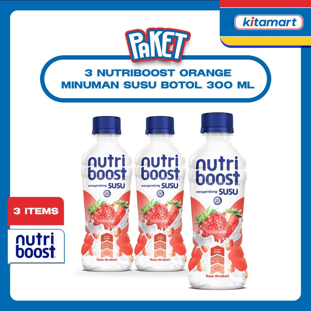 3 Nutriboost Orange Minuman Susu Botol 300 ml