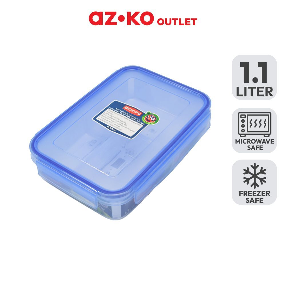 AZKO Outlet Komax Biokips Kotak Makanan Dengan 3 Sekat 1.1 Liter - Biru Bento Box Lunch Box Kotak Be