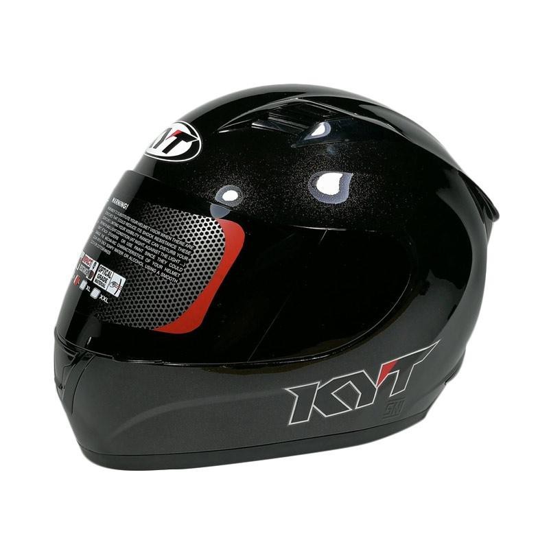 HELM KYT R10 SOLID (VISOR SMOKE) - BLACK GLOSSY
