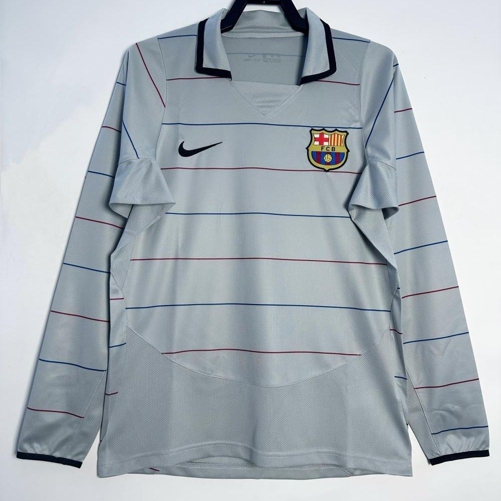 2003-04 Barcelona Away Grey Retro Jersey Lengan Panjang