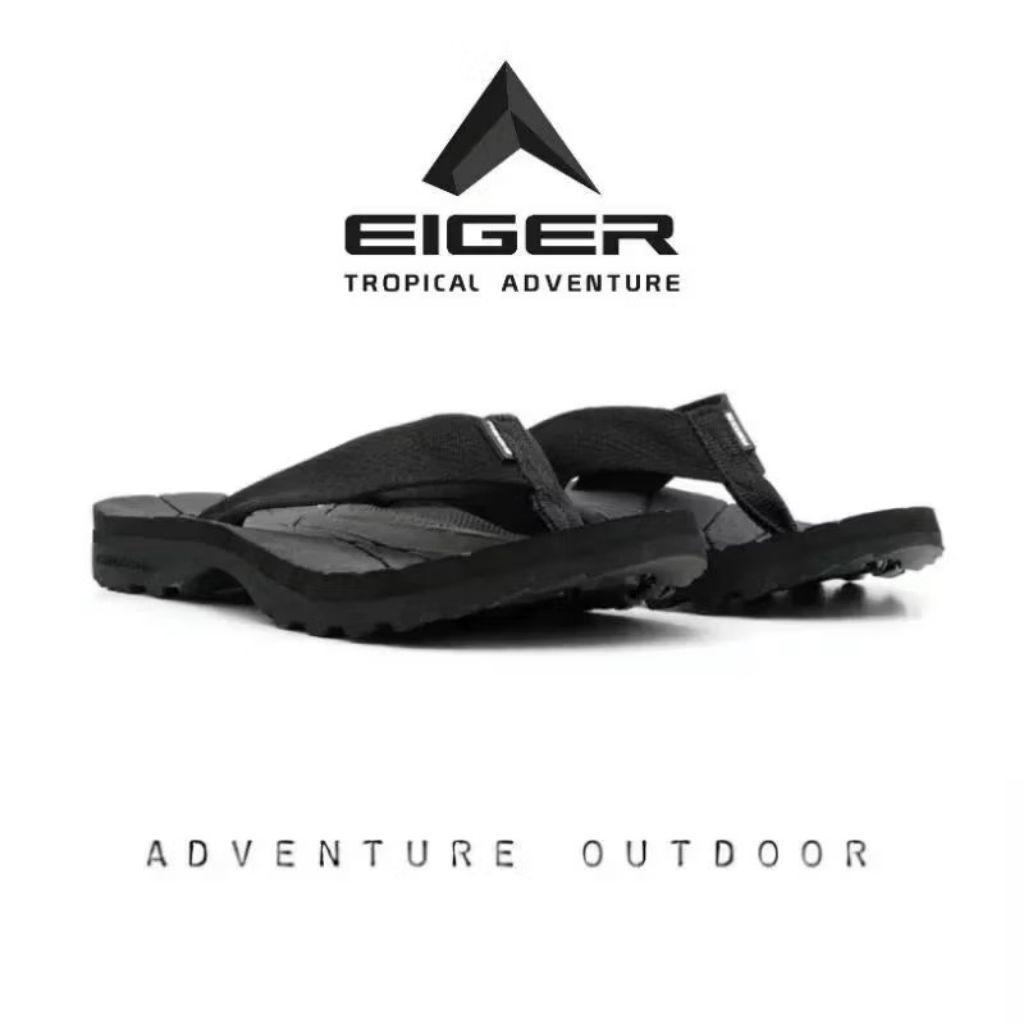 Sandal Jepit Eiger KAJOU tali hitam tali motif Pria & Wanita bonus Tas Jaring Insole Eva spoon Tebal