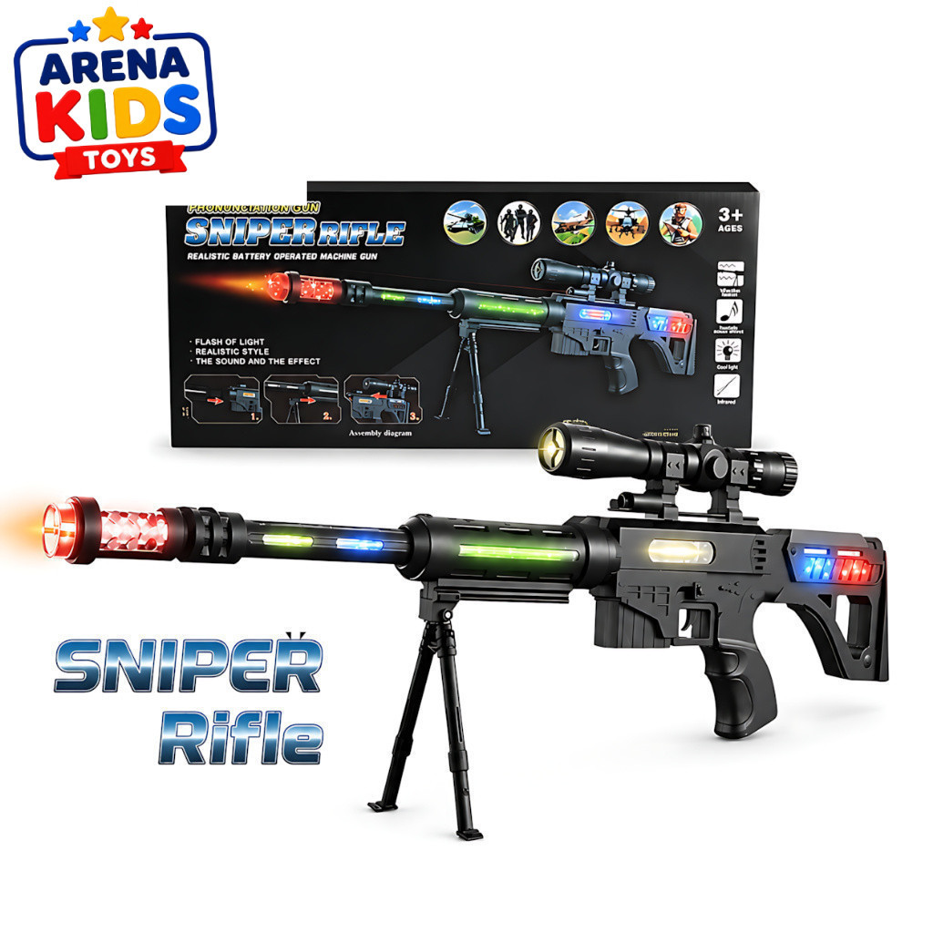 SNIPER GUN Mainan Tembakan Elektrik Lampu LED Suara Getar Anak Untuk Bermain Peran Dan Berimajinasi