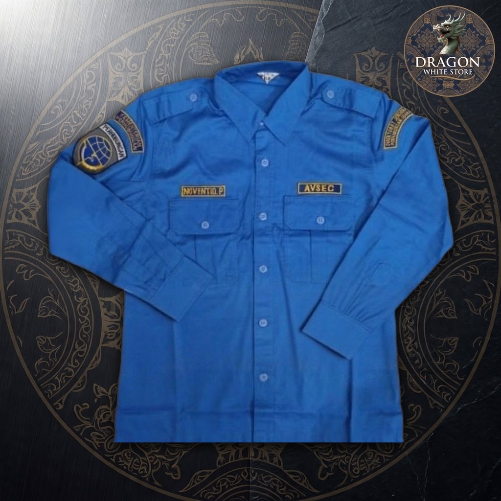 Kemeja AVSEC Seragam PDH Angkasa Pura Perhubungan Baju Atasan Lengan Panjang Size S-XXXXXL Custom Lo