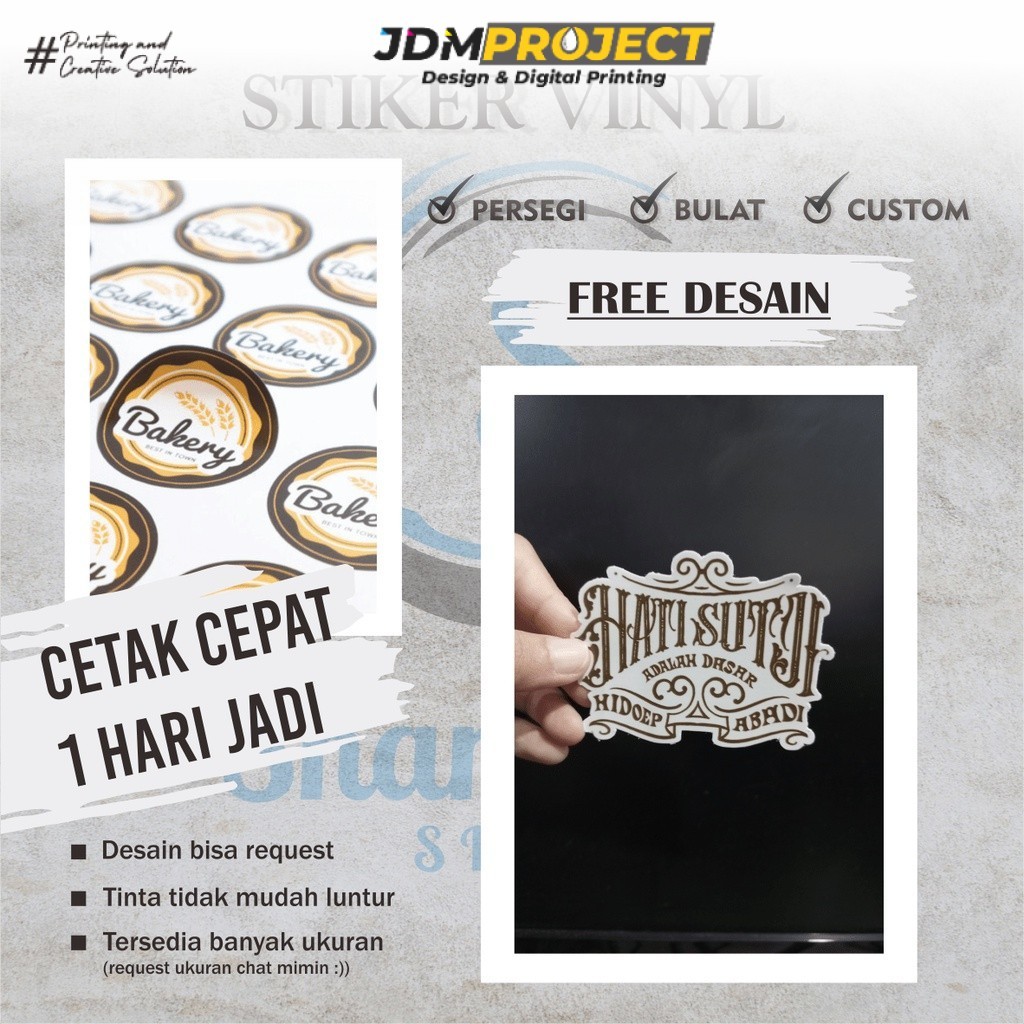 JDM Project - ( VINYL DOFF / GLOSSY / TRANSPARAN ) Cetak Stiker Label A3 / FREE DESAIN / PRINT ONLY