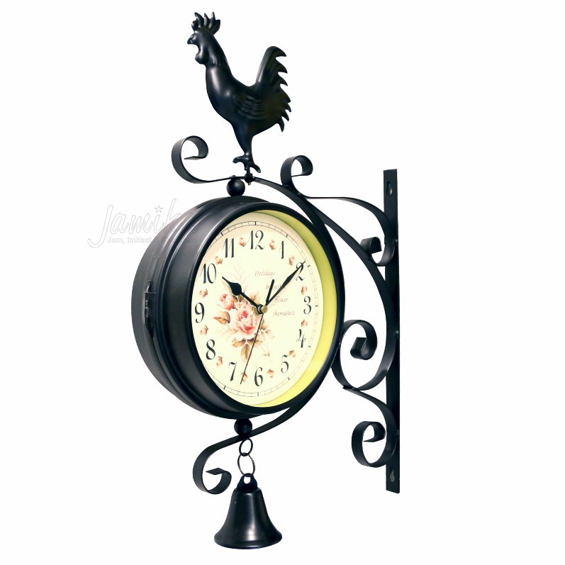 Jam Gantung 2 Sisi Ayam Jago / Jam Tempel