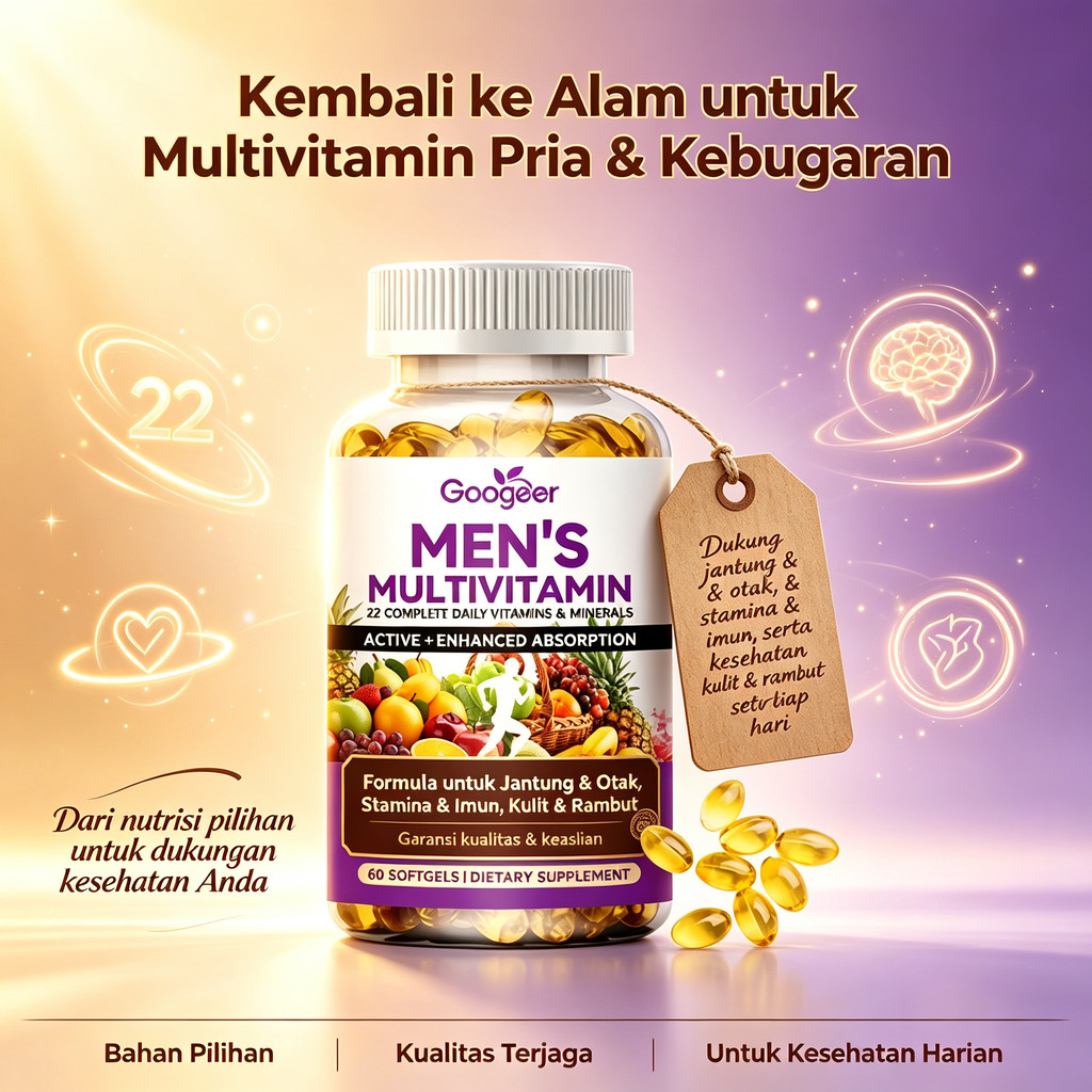 Multivitamin Pria Googeer 60 Suplemen Softgel 22 Pria Dewasa Mineral Vitamin ly91620