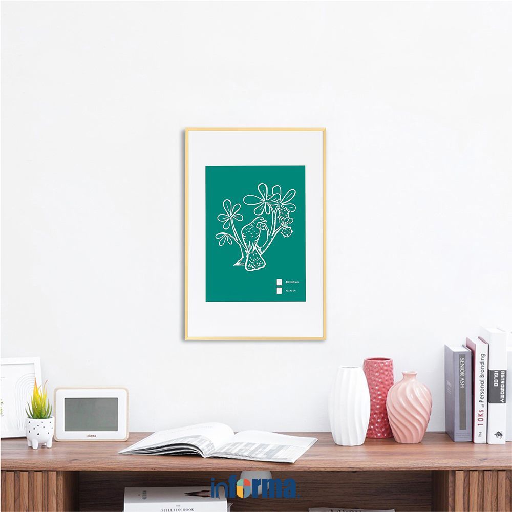 Informa Bingkai Foto Gallery Dinding Aluminium & Plastik 40x60 cm - Gold Figura Photo Frame Pigura P
