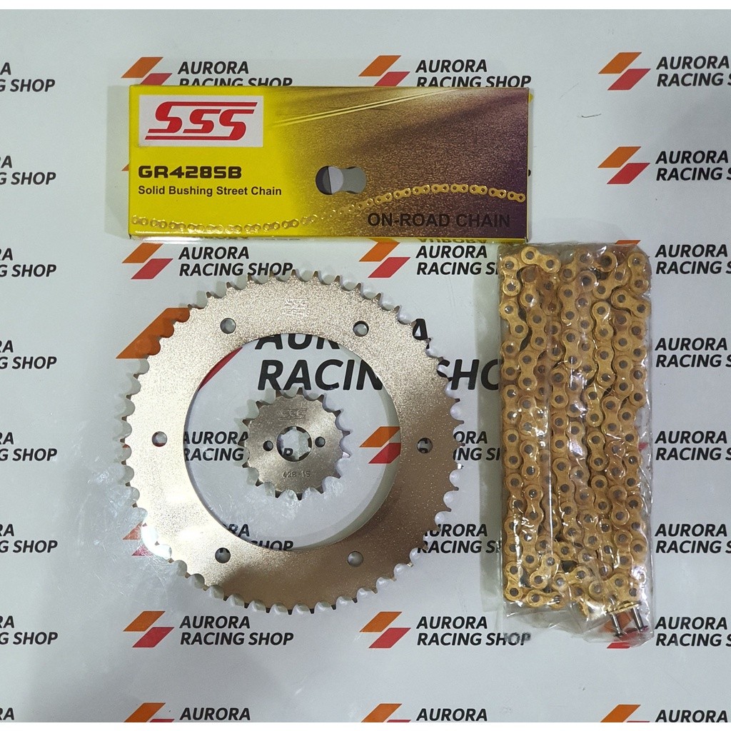 Gear Set SSS 428 CRF 150 L & Rantai SSS 428 SB Gold
