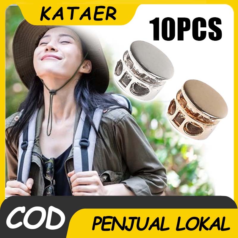 10pcs Jawa Stopper Alloy 14mm Adjuster Tali Hoodie Stopper Tali Tas Stoper Knop Bulat Ujung Tali End