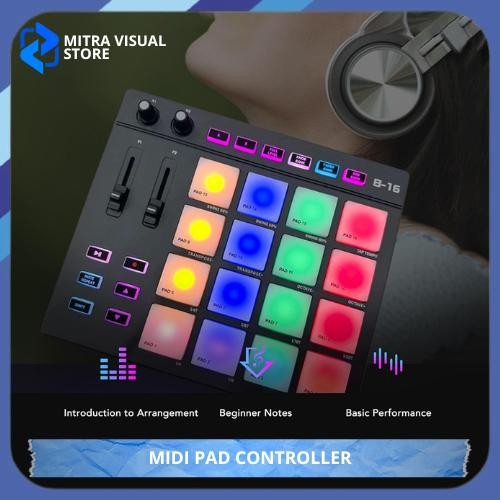 MIDI pad portable Controller RGB untuk DJ, Produksi musik & Live Performance