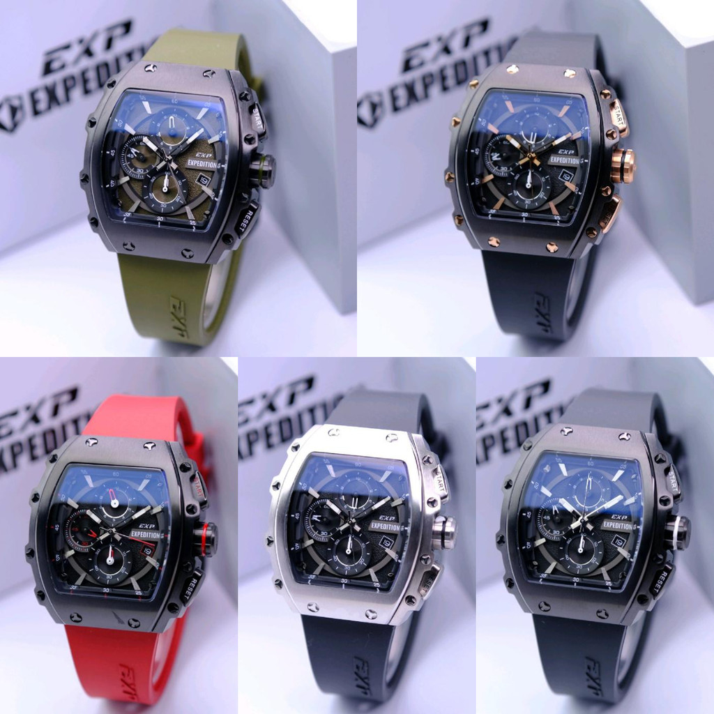 Jam Tangan Pria Expedition EXP 6846 / E 6846 / E6846 Rubber Original Garansi 1 Tahun
