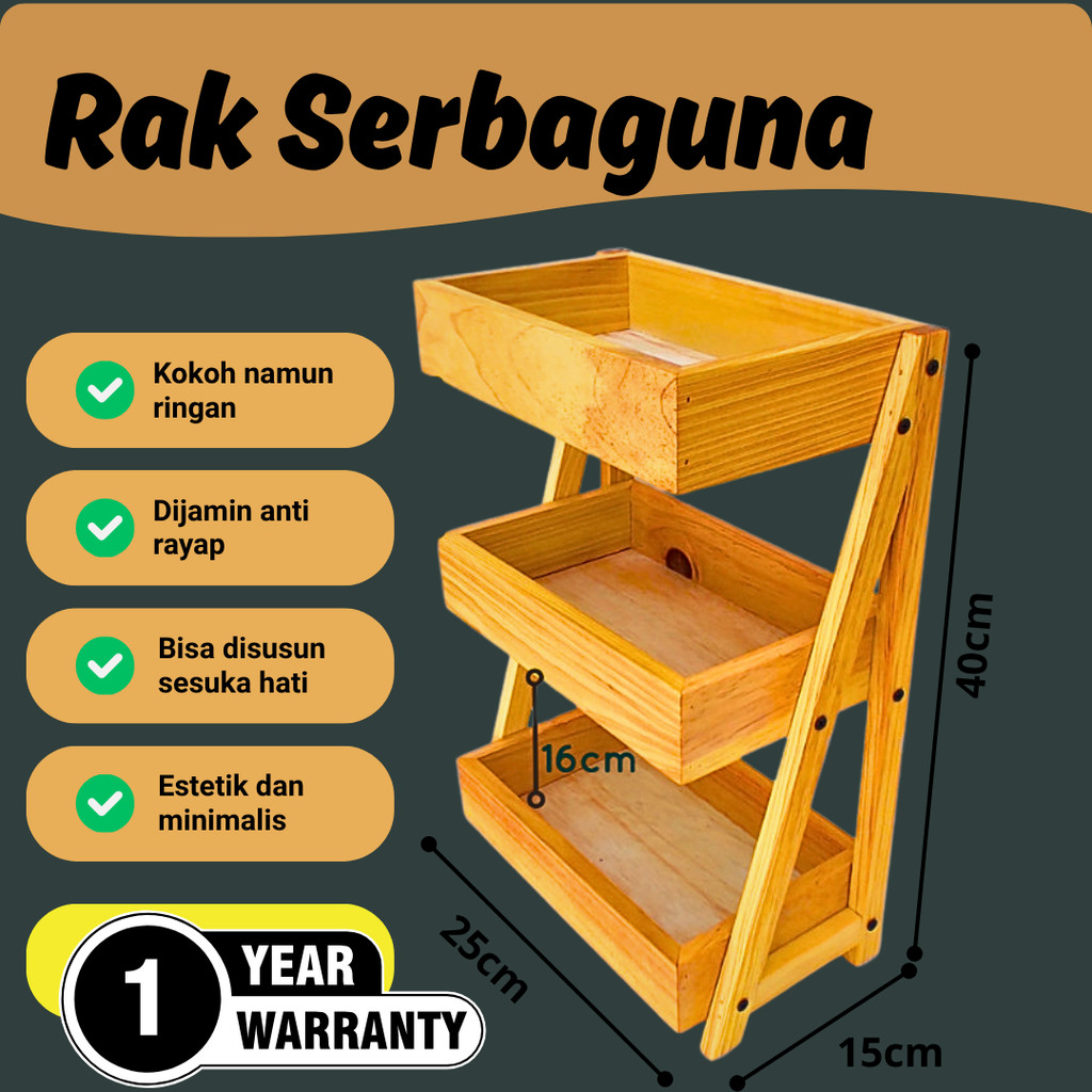 Rak Bawang Susun KAYU JATI Gratis Stiker Tempat Telur Bumbu Dapur Unik Aesthetic Kualitas Premium