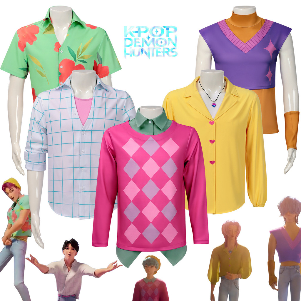 Anime Movie Saja Boys Role Play Party Cosplay Set for KPOP Demon Hunters Boys Jinu Halloween Party C