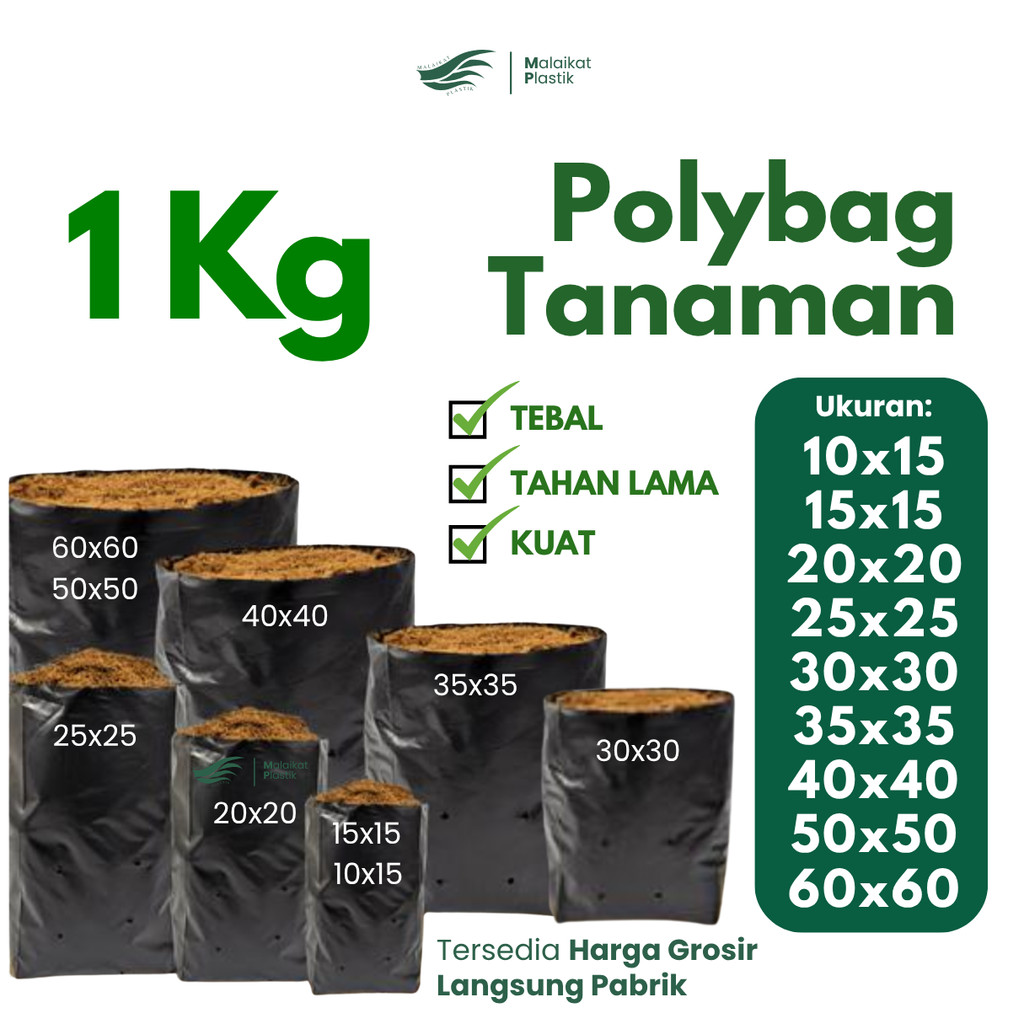 Polybag Kiloan 1kg 20x20 25x25 30x30 35x35 40x40 50x50 cm Polibag Polibek TEBAL BERKUALITAS