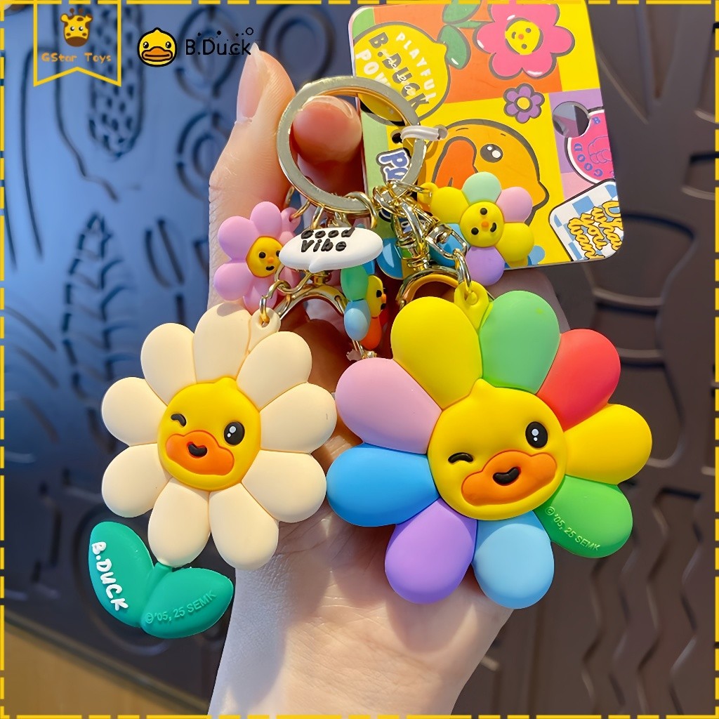 Gstar Mainan Tas Gantungan Kunci B.Duck Bunga, Lucu Duck Face, Hadiah Anak & Koleksi