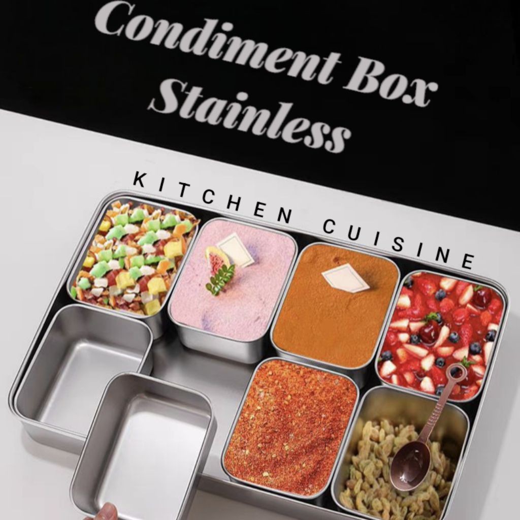 MAJAPUR  Condiment Box Stainless Steel / Kotak Bumbu / Wadah Makanan / Snack Box / Fresh Box Stainle