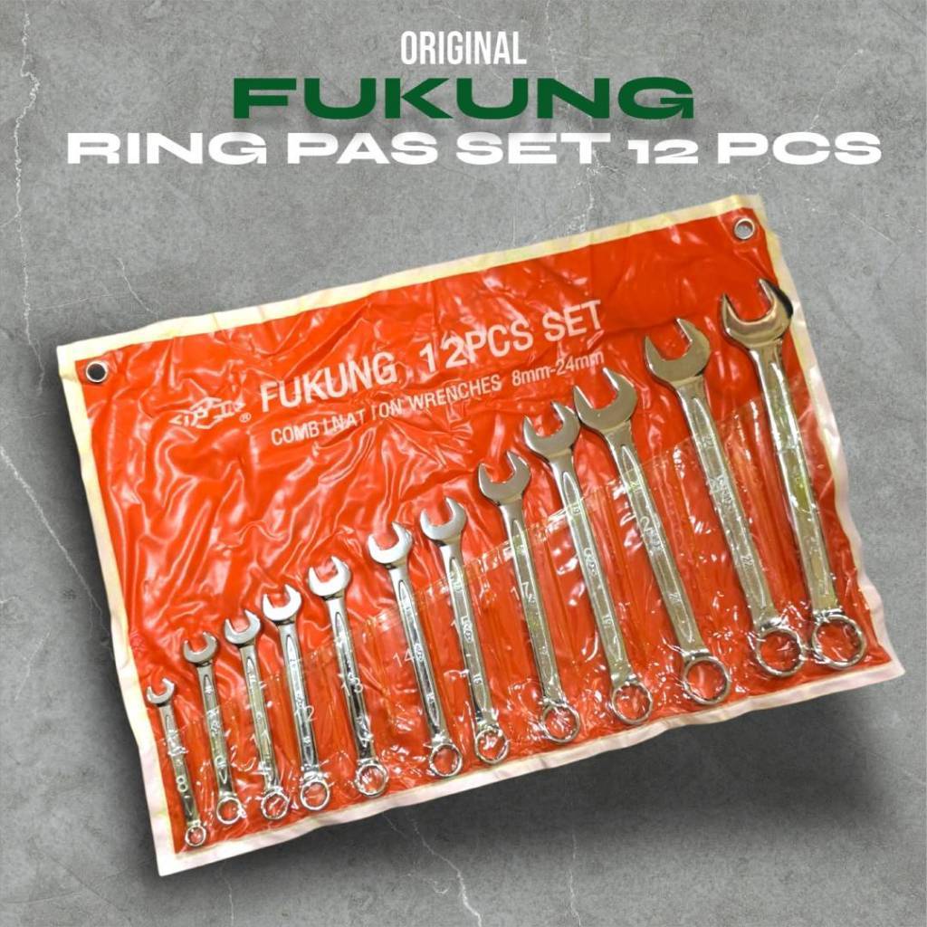 Kunci Ring Pas Fukung 12pcs 8-24mm / Kunci Ring Pas Fukung Original Set