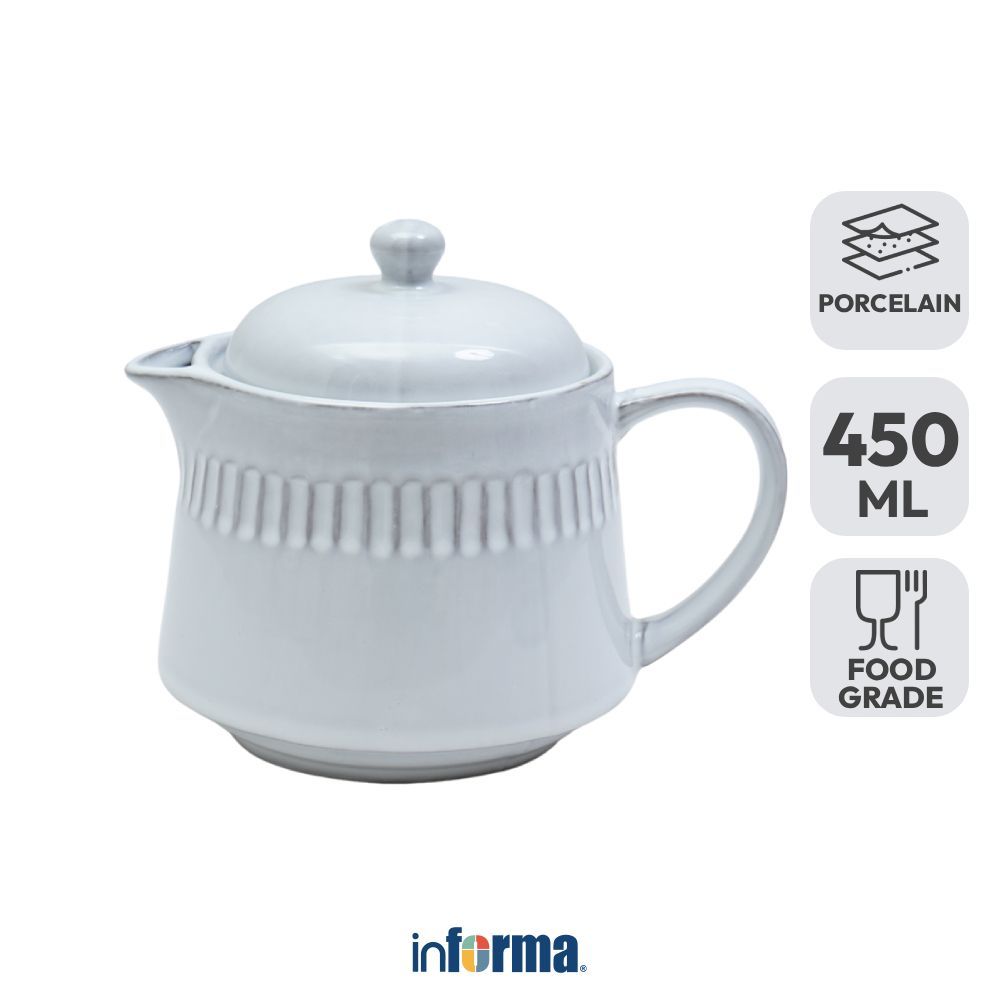 Informa Appetite Elio Teko Kopi Porcelain Glaze 450 ml - Putih Coffee Pot Ceret Seduh Wadah Minuman 
