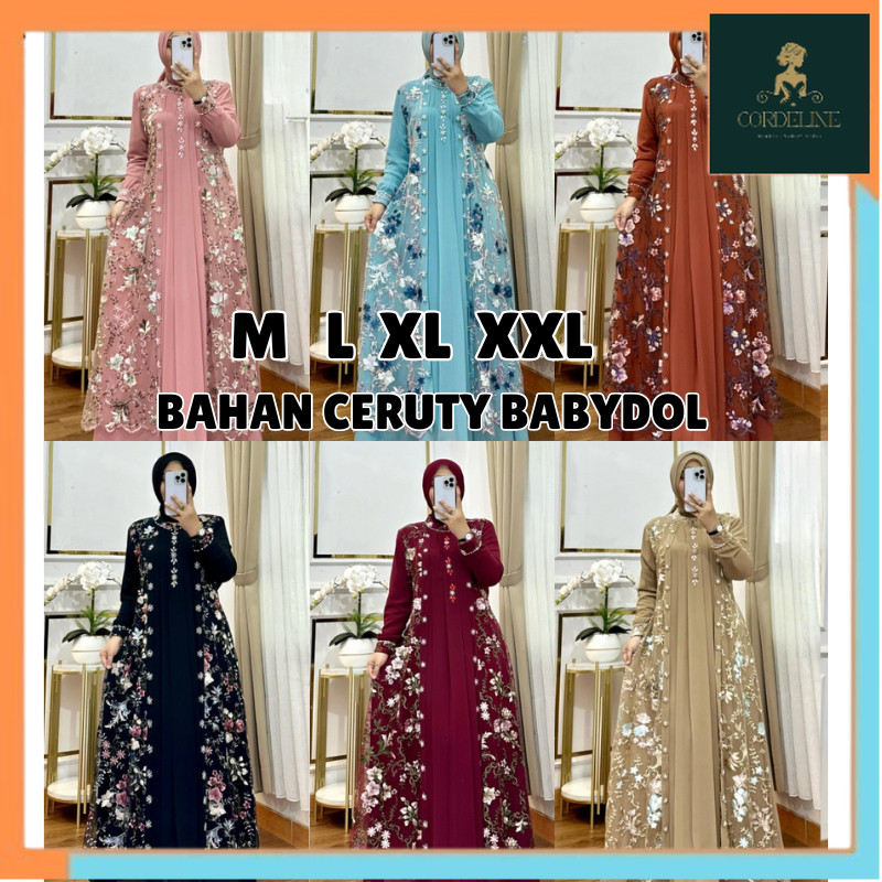 Gamis Pesta Mewah Elegan Misela Drses BO Size M L XL XXL XXXL LD 100-130 CM PB 140 CM Bahan Tille Ga