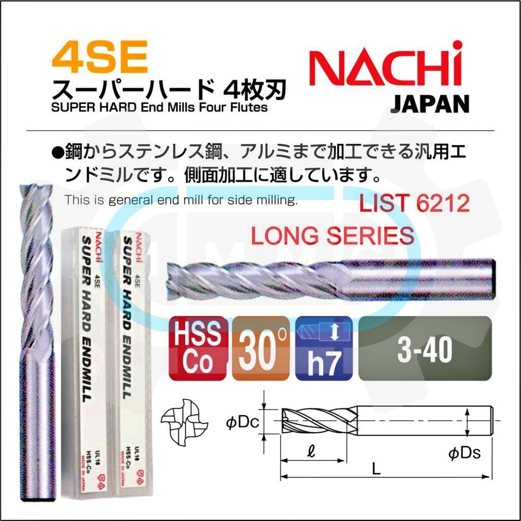 End Mill / EndMill Nachi 32mm Long 4 Flute Bor Frais HSS - EndMill Nachi Long