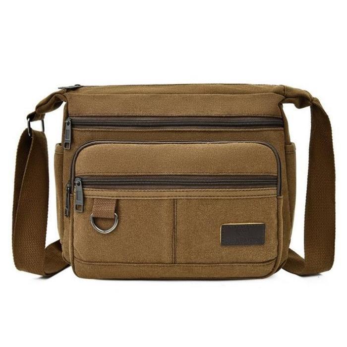 (Style Mall.id) paloe_gada Tas Pria Selempang Kanvas Bahu Premium Import B535 - Cokelat