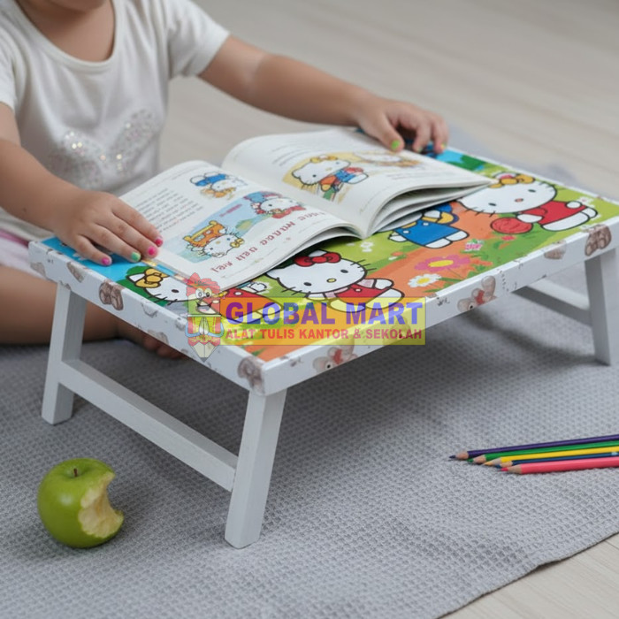 MEJA BELAJAR LIPAT ANAK / MEJA LIPAT KAYU / MEJA LIPAT KARAKTER