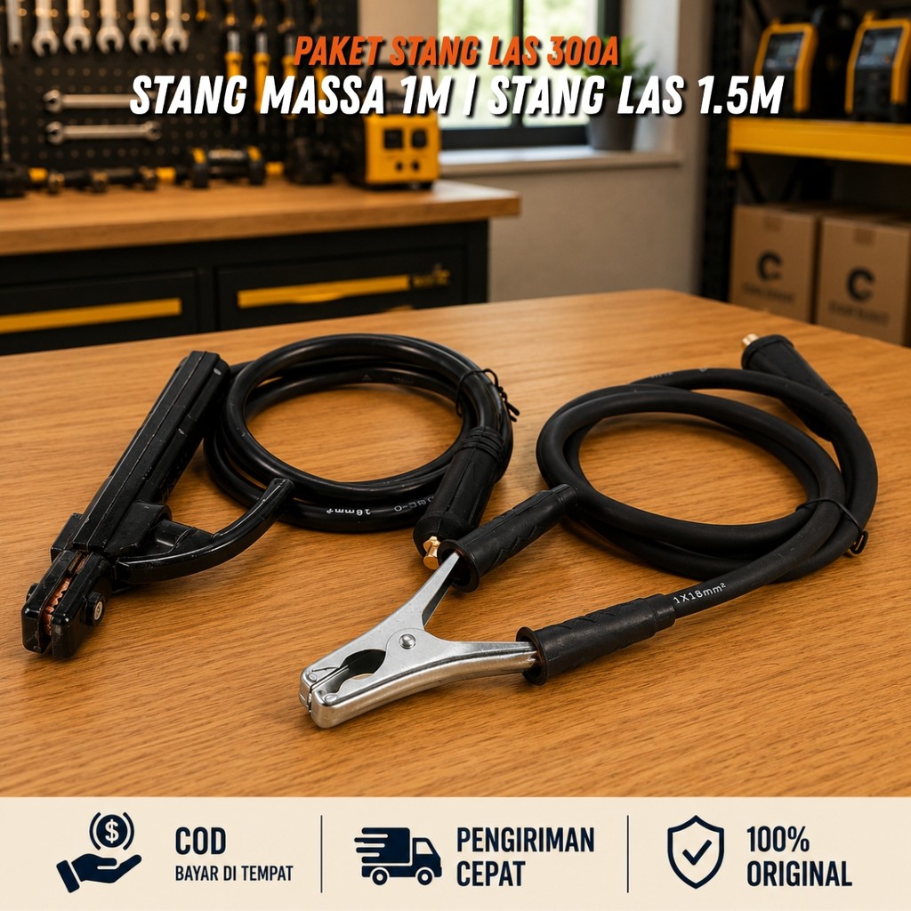 Paket Set Tang Las + Tang Masa + Kabel 1.5 Meter Stang Las Listrik 300A Tang Las dan Tang Masa / Inv