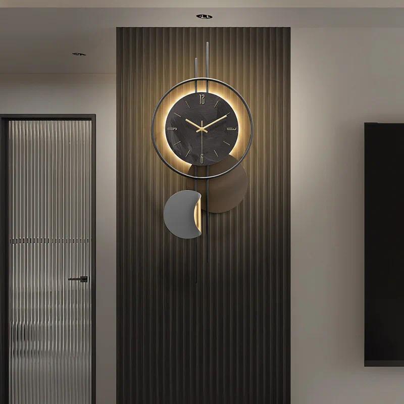 Wooden Grille Decorative Wall Clock, TV Background, New, 2024