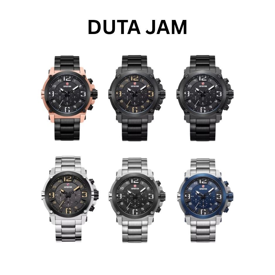 JAM TANGAN PRIA EXPEDITION E6605 E 6605 MCB CHRONOGRAPH STAINLESS STRAP