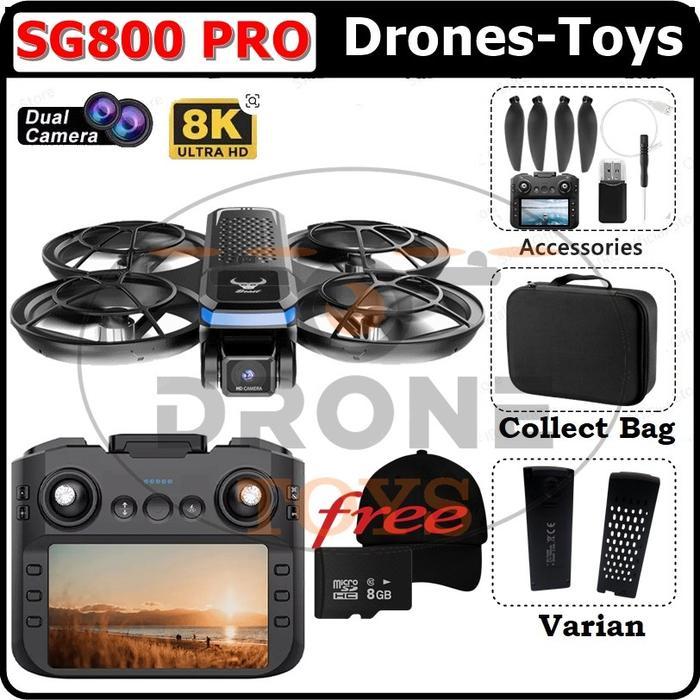 NEW SG800 PRO Mini Drone Dual Camera 4K HD With Screen Remote 360° Flip Brushless FPV Optical Flow Q