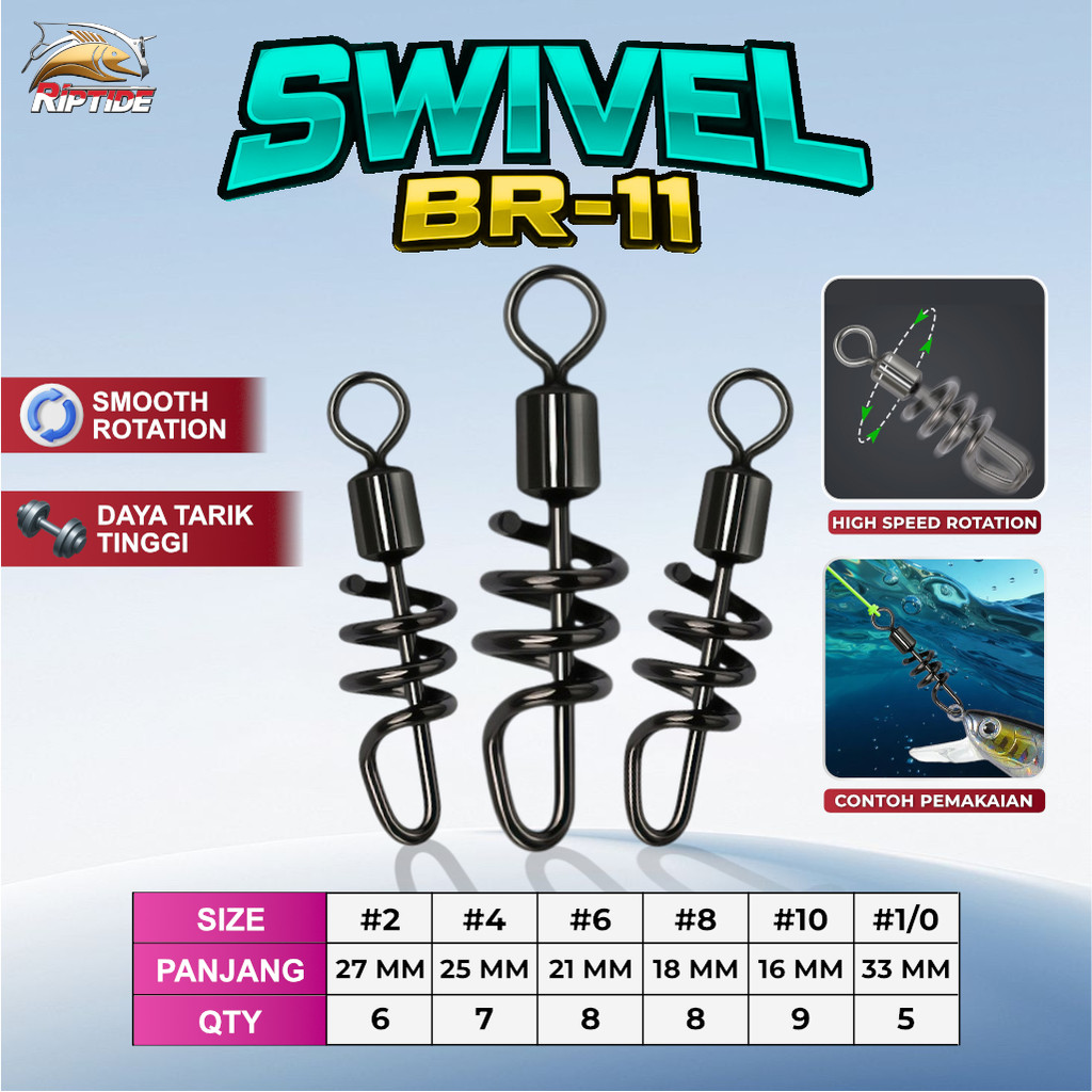 RIPTIDE BR-11 SWIVEL PANCING MODEL SPIRAL STAINLESS FAST LOCK SNAP ORIGINAL