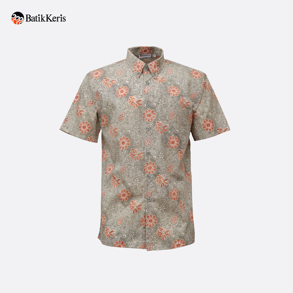 Batik Keris Kemeja Batik Cap Relaxed Fit Lengan Pendek Motif Tuwuh Asri-Sln