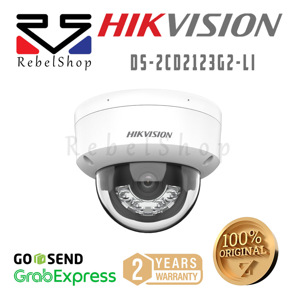Hikvision DS-2CD2123G2-LI 2 MP Acusense Support Audio Smart Hybrid Light Fixed Dome Network CCTV Cam