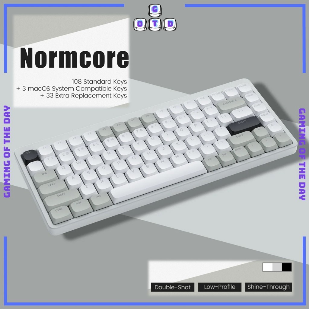 Low Profile Keycaps for Windows and Mac | Matcha Green Keycaps | Normcore Grey Keycaps | Skyline Sha