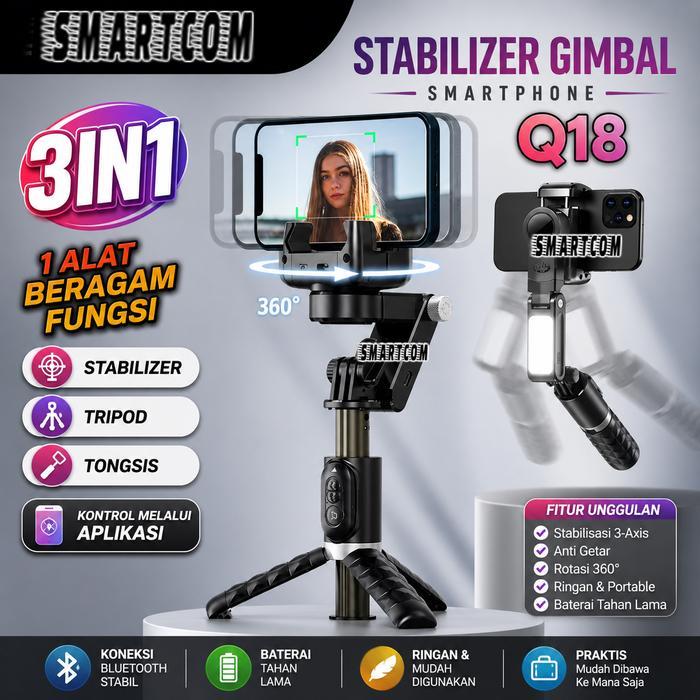 Gimbal Stabilizer HP L09 Selfie Stick Tripod Shooter Lampu Smartphone
