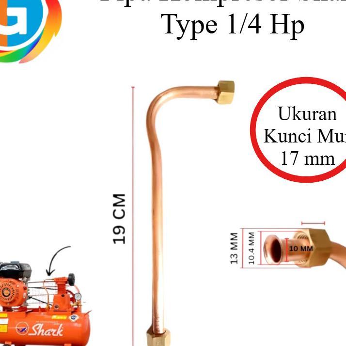Pipa Kompresor Shark 1/4 Hp Bahan Tembaga Asli | Pipa Tekanan Kompresor Angin