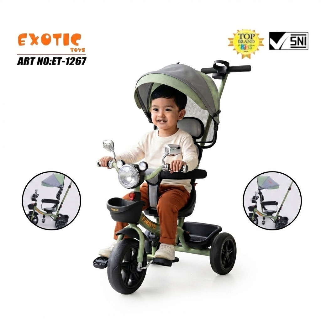Sepeda Anak Roda 3 | Sepeda Bayi | Exotic ET1267 Reversible Seat Toys Driver